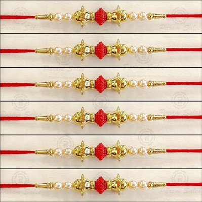 Param sales Designer 4049 Assorted Rakhi  Set(Combo of 6 Rakhi)