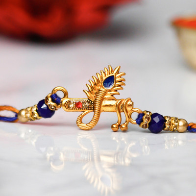 eCraftIndia Designer Rakhi Insight Assorted Rakhi  Set(Pack of 1 Rakhi with Roli Chawal and Card)