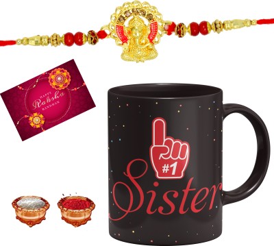 Clinkz Designer RAKHI FOR BROTHER WITH MUG 1153 Gold Mug  Set(1 MUG, 1 RAKHI, 1 ROLI CHAWAL, 1 GREETING CARD)