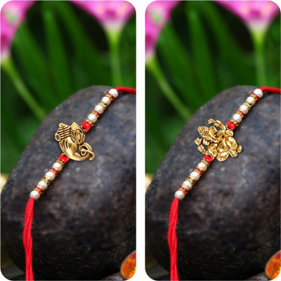 VIVASTRI Religious 1141-1142RKG Gold Rakhi  Set(2 Rakhi Set)