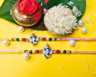 Orangenysha Designer N-RAKI9600-2PCS Mauli Thread Rakhi  Set(2 Rakhi)