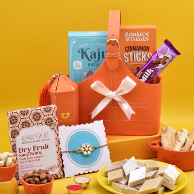 HyperFoods Designer Rakhi: Garland of Pearls Rakhi Set For Brother with Roli & Chawal. Assorted Rakhi  Set(Garland of Pearls Rakhi Set For Brother with Roli & Chawal)