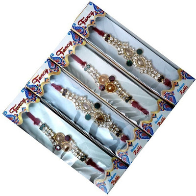 lekhbhav Designer LK4 Assorted Rakhi  Set(Pack of 4 rakhi)