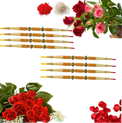 URBANELA Designer c_8-RK18 Assorted Rakhi  Set(8 Rakhi)
