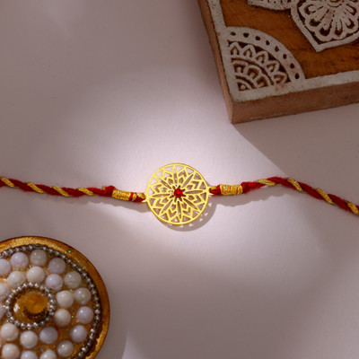 GIVA Designer RK0233 Gold Rakhi, Chawal Roli Pack  Set(1)