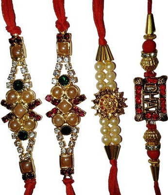 lekhbhav Designer LK375 Assorted Rakhi  Set(4 rakhi)