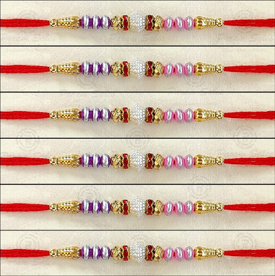 Param sales Designer 4037 Assorted Rakhi  Set(Combo of 6 Rakhi)