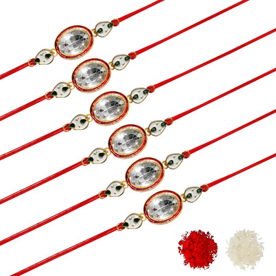 AARON INC Thread Ai_Rakhi_00001423595 Mauli Thread Rakhi  Set(Pack of 06 Rakhi)