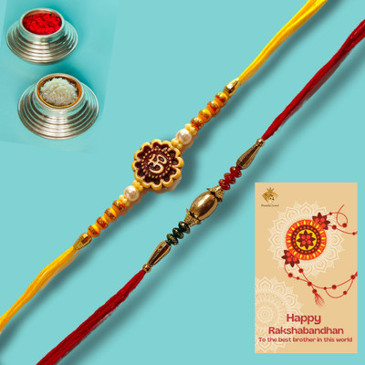 Reesha Jewel Thread 2 rakhi combo 5 Yarn Rakhi  Set(1)