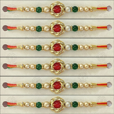 Param sales Designer 4046 Assorted Rakhi  Set(Combo of 6 Rakhi)