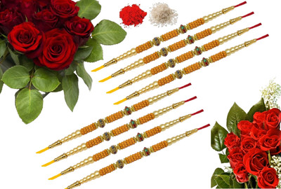 URBANELA Designer d_8-RK18 Assorted Rakhi  Set(8 Rakhi)