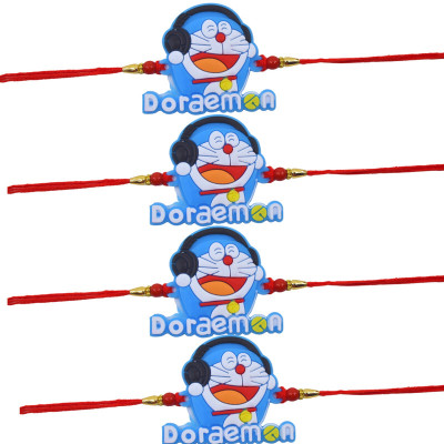 Real Craft Kids 1086-1403-Doraemon-Set-4 Assorted Rakhi  Set(Doraemon Brother Rakhi Set of 4– Perfect for Raksha Bandhan)