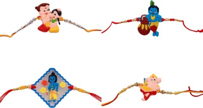 KAVIM Kids RAKHI 23441 Plastic (PVC) Rakhi  Set(Chota Bheem,Krishna,Ganesh ji,Krishna soft rubber Kids Rakhi 4 Set)