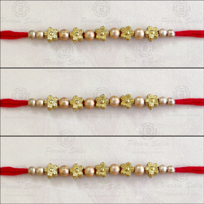 Param sales Designer 4021 Assorted Rakhi  Set(Combo of 3 Rakhi)