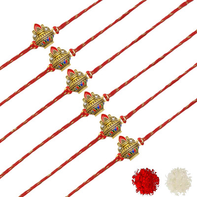 AARON INC Thread Ai_Rakhi_00001423582 Mauli Thread Rakhi  Set(Pack of 06 Rakhi)