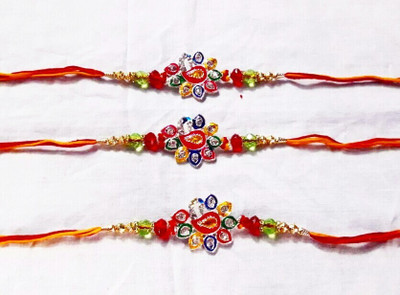 lekhbhav Designer LK156 Assorted Rakhi  Set(Designer Rakhi set of 3)