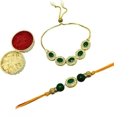 Aamrapali Silver Gems Bhaiya Bhabhi Rakhi(UJ)-21-AP:P3 Mauli Thread Rakhi  Set(2 Rakhi)