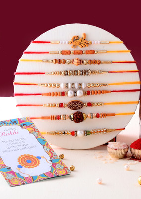 Vanyas Religious 1035 Mauli Thread Rakhi Set (The Pakage Contains 10 Rakhi 1 Chawal 1 Roli) For Rs. 90 @ 90 %