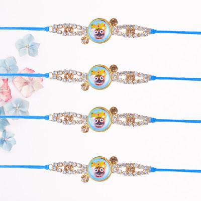 Real Craft Religious P-243-1210-Set-4 Assorted Rakhi  Set(Traditional Shree Jagannath Rakhi Set of 4 for Raksha Bandhan)