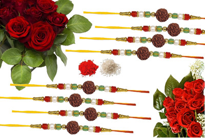 URBANELA Designer a_8-RK12 Assorted Rakhi  Set(8 Rakhi)