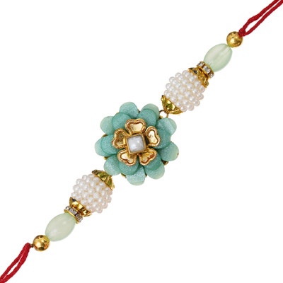 Ingo Creation Designer RK517 Kundan Rakhi  Set(1 Bhai rakhi, 1 roli chawal packet)