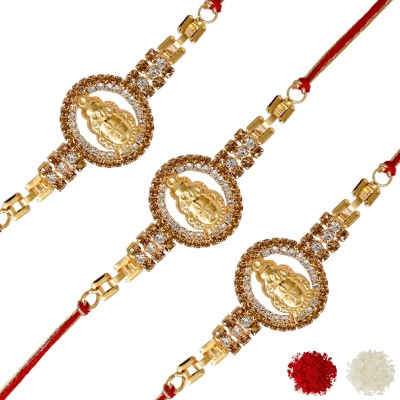 Meira Jewellery Rakhi  Set(3 Rakhi, Roli, Chawal, Greeting Card)