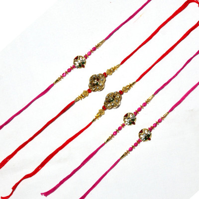 lekhbhav Designer NR13 Assorted Rakhi  Set(Designer Rakhi Combo Set of 5)