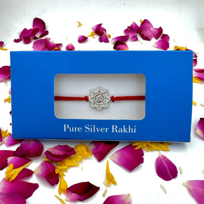 RanaJewellers Thread 925 Pure Silver Rakhi for Brother (Om Symbol Design) |) Silver Bracelet, Chawal Roli Pack  Set(Cirtificate of Authenticity)