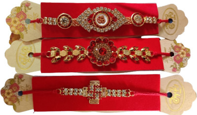 lekhbhav Designer LK3 Assorted Rakhi  Set(3 Rakhi)