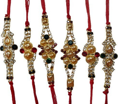 lekhbhav Designer LK18 Assorted Rakhi  Set(6)