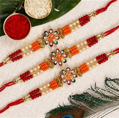 PDR Poonam Thread PD-Elegant Rakhi Combo With Roli Chawal Mauli Thread Rakhi  Set(Elegant Rakhi Combo 3 Piece Set For Brother With Roli Chawal)