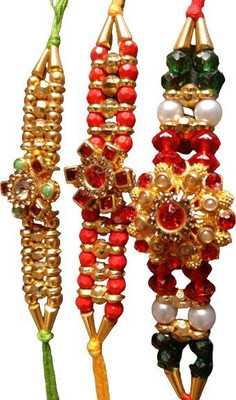 lekhbhav Designer LK299 Assorted Rakhi  Set(3 Rakhi)
