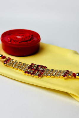 manii traders Designer RK-STSW-GOLD24 Mauli Thread Rakhi  Set(1 rakhi with sindoor and rice)