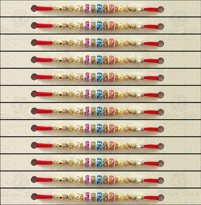 Param sales Designer 4041 Assorted Rakhi  Set(Combo of 12 Rakhi)