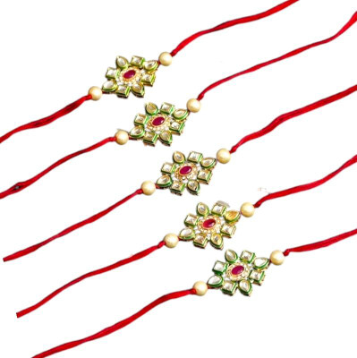 Aamrapali Silver Gems Thread Rakhi(UJ)-54-AP:P2 Mauli Thread Rakhi  Set(18 Rakhi)