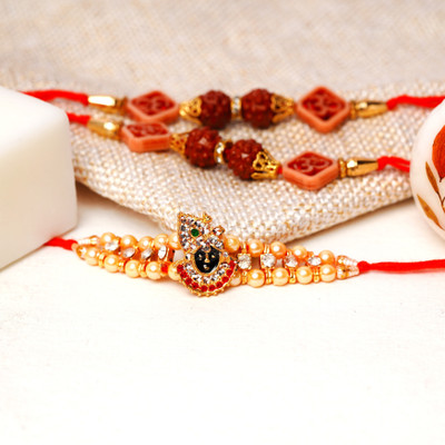 SHUBHKARIYA Designer 104 Assorted Rakhi, Chawal Roli Pack  Set(3)