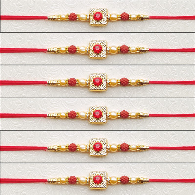 PARAM Designer Exclusive 4254 Assorted Rakhi  Set(Combo of 6 Rakhi)