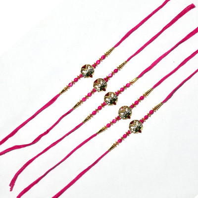 lekhbhav Designer LK353 Assorted Rakhi  Set(Rakhi set of 5 for bhaiya)
