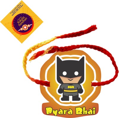 swastikart Kids Bat Man Plastic (PVC) Chawal Roli Pack  Set(Kids Rakhi, Greeting Card, Roli, Chawal)