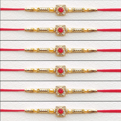 PARAM Thread 4252-6 Assorted Rakhi  Set(Combo of 6 Rakhi)