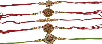 lekhbhav Designer Mangalam48 Assorted Rakhi  Set(5)