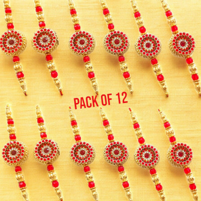 LACT ENTERPRISE Bhaiya Bhabhi Red Nag Rakhi Combo 12 With roli Chawal Assorted Chawal Roli Pack  Set(12 pec rakhi combo with roli chawal)