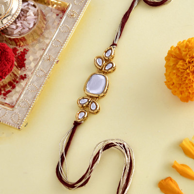Voylla Thread Classic Kundan Polki Studded Ethnic Thread Rakhi Mauli Thread Chawal Roli Pack  Set(Pack of 1)