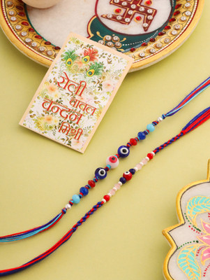 NVR Thread Evil Eye Pack of 2 Rakhi combo for Brother Mauli Thread Chawal Roli Pack  Set(2 Rakhi)