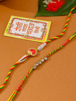 NVR Thread NVR1139-N Mauli Thread Chawal Roli Pack  Set(2 Rakhi)