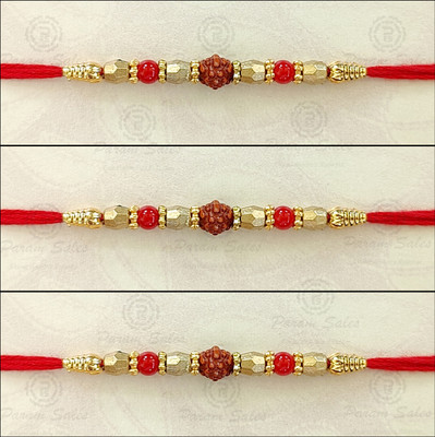 Param sales Designer 4028 Assorted Rakhi  Set(Combo of 3 Rakhi)