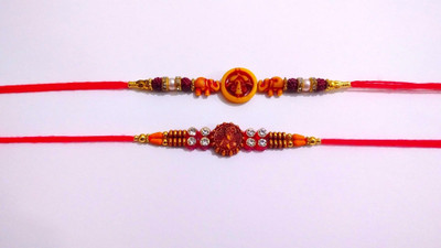 PDR Poonam Designer PD-Rakhi-946 Plastic (PVC) Chawal Roli Pack  Set(2)