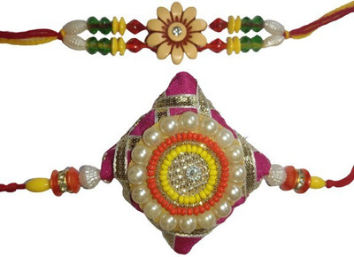 lekhbhav Designer Mangalam321 Assorted Rakhi  Set(2 Rakhi)