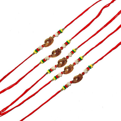 BHAVYA SALES Designer NR39-11-N2 Mauli Thread Rakhi  Set(Designer Rakhi Set of 5)