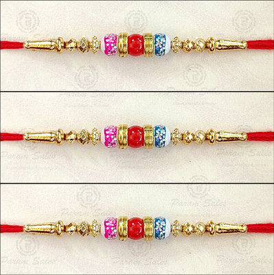 Param sales Designer 4031 Assorted Rakhi  Set(Combo of 3 Rakhi)